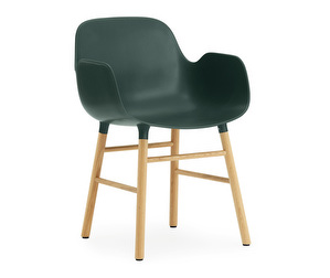 Form-tuoli käsinojilla, vihreä/tammi