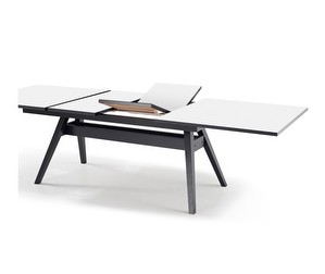 #11- jatkettava ruokapöytä, valkoinen/musta, 100 x 183/275 cm