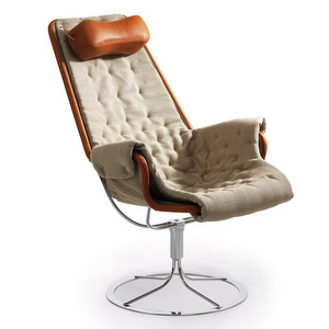Jetson-nojatuoli, Flax-kangas / Dakota-nahka 24 cognac, kromijalka Jetson-nojatuoli, Flax-kangas / Dakota-nahka 24 cognac, kromijalka