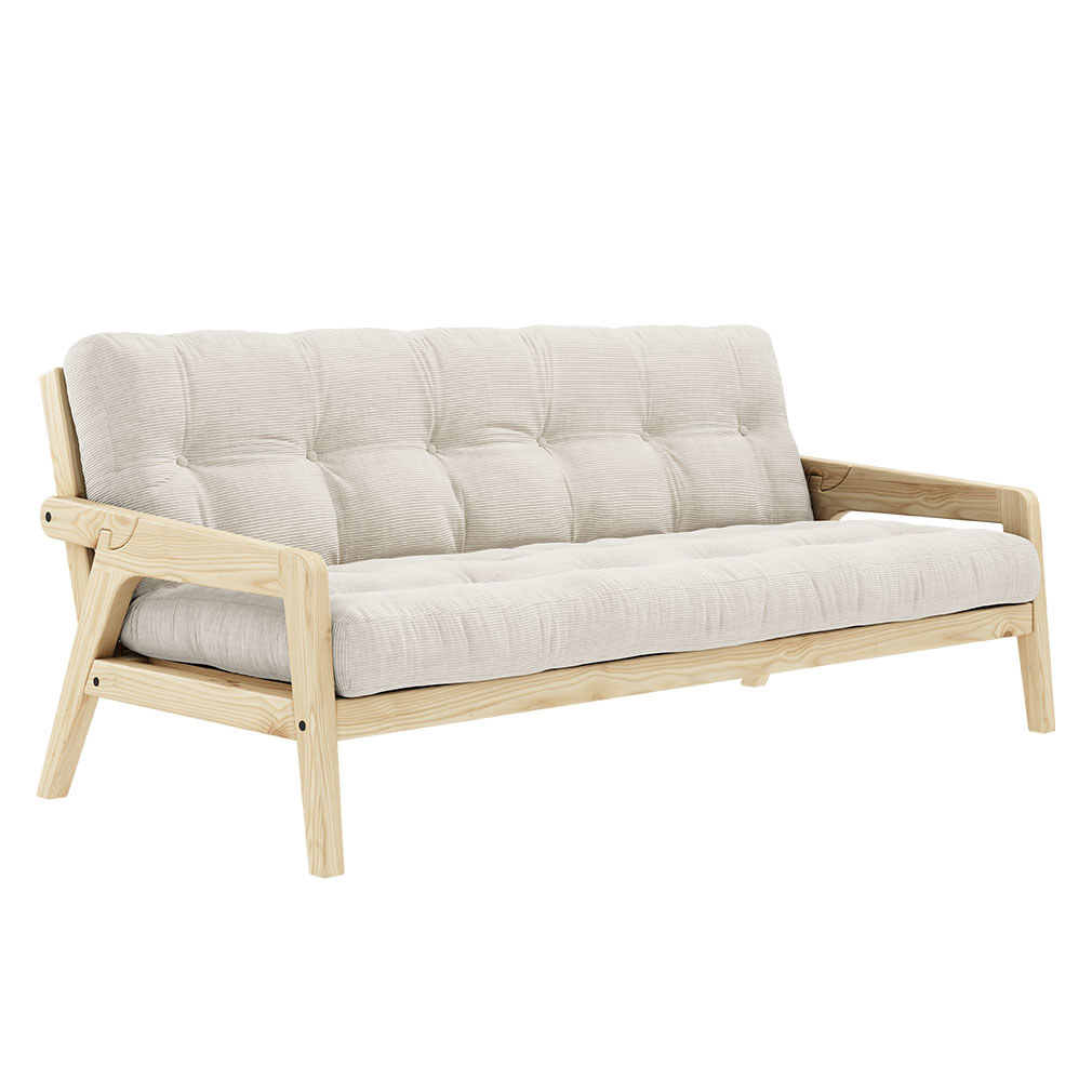 Karup Design Grab-futonsohva Corduroy-kangas ivory/mänty, L 200 cm