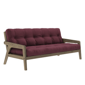 Grab Futon Sofa, Bordeaux/Brown, W 200 cm