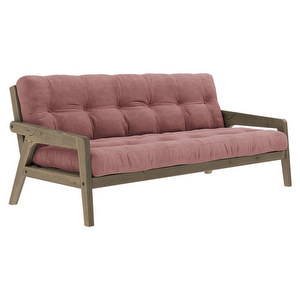 Grab-futonsohva, Corduroy-kangas sorbet pink/ruskea, L 200 cm