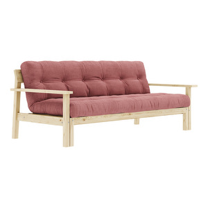 Unwind-futonsohva, sorbet pink/mänty, L 218 cm