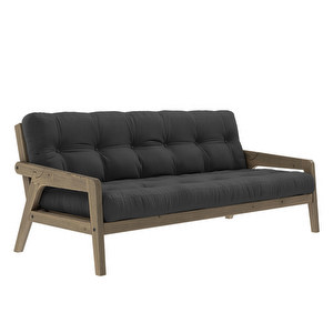 Grab Futon Sofa, Dark Grey / Brown, W 200 cm