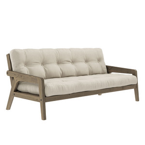 Grab Futon Sofa, Beige/Brown, W 200 cm