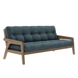 Grab Futon Sofa, Petrol Blue / Brown, W 200 cm