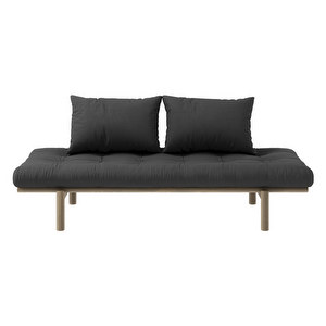 Pace Futon Sofa, Dark Grey / Brown