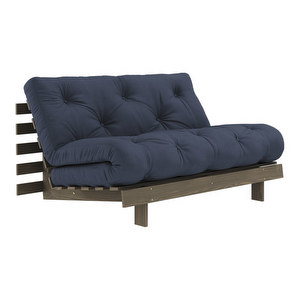 Roots-futonsohva, navy/ruskea, L 140 cm