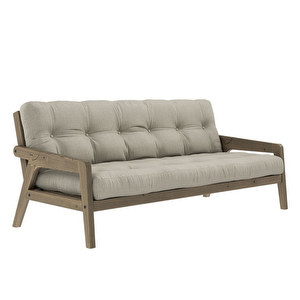 Grab Futon Sofa, Linen/Brown, W 200 cm