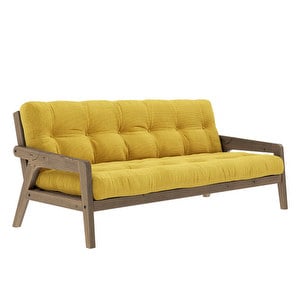 Grab Futon Sofa, Corduroy Fabric Honey/Brown, W 200 cm