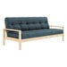 Knob Futon Sofa, Petrol Blue / Pine, W 205 cm