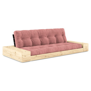 Base-futonsohva laatikoilla, Corduroy-kangas sorbet pink/musta, L 244 cm