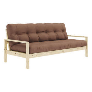 Knob Futon Sofa, Clay Brown / Pine, W 205 cm