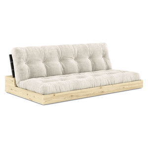 Base-futonsohva, Corduroy-kangas ivory/musta, L 196 cm