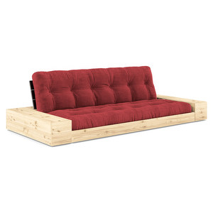 Base-futonsohva laatikoilla, Corduroy-kangas ruby red/musta, L 244 cm