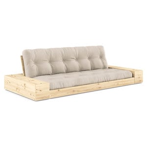 Base-futonsohva laatikoilla, beige/mänty, L 244 cm