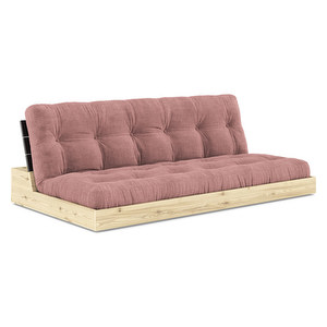 Base-futonsohva, Corduroy-kangas sorbet pink/musta, L 196 cm