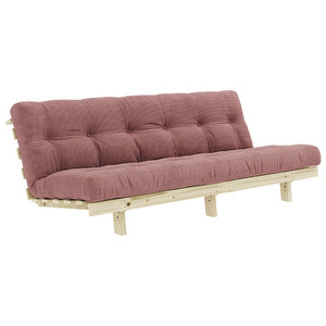 Lean-futonsohva, Corduroy-kangas sorbet pink / mänty, L 200 cm
