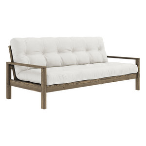 Knob Futon Sofa, Natural / Carob Brown, W 205 cm