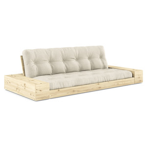 Base-futonsohva laatikoilla, linen/mänty, L 244 cm