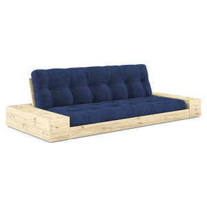 Base-futonsohva laatikoilla, Corduroy-kangas royal blue/mänty, L 244 cm