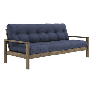 Knob Futon Sofa, Navy / Carob Brown, W 205 cm