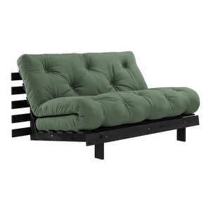 Roots-futonsohva, olive green / musta, L 140 cm Roots-futonsohva, olive green / musta, L 140 cm