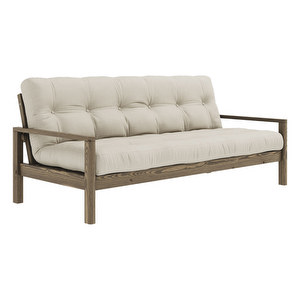 Knob Futon Sofa, Beige / Carob Brown, W 205 cm