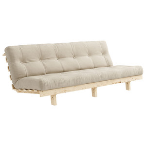 Lean-futonsohva, beige / mänty, L 200 cm