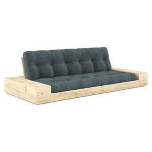 Base-futonsohva laatikoilla, Corduroy-kangas pale blue/mänty, L 244 cm