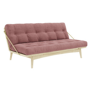 Folk-futonsohva, sorbet pink / mänty