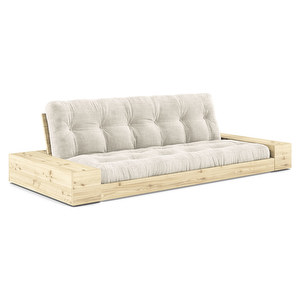 Base-futonsohva laatikoilla, Corduroy-kangas ivory/mänty, L 244 cm