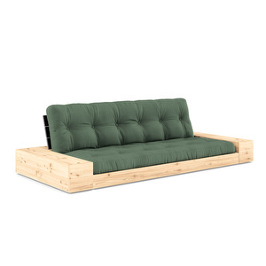 Base-futonsohva laatikoilla, olive green/musta, L 244 cm