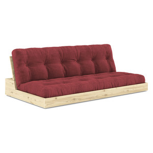 Base-futonsohva, Corduroy-kangas ruby red/mänty, L 196 cm
