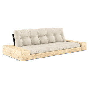 Base-futonsohva laatikoilla, linen/musta, L 244 cm