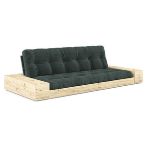 Base-futonsohva laatikoilla, Corduroy-kangas seaweed/vihreä, L 244 cm