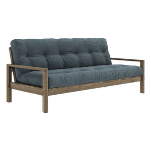 Knob-futonsohva, Corduroy-kangas pale blue/carob brown, L 205 cm