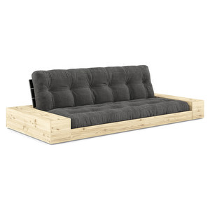 Base-futonsohva laatikoilla, Corduroy-kangas charcoal/musta, L 244 cm