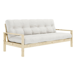 Knob Futon Sofa, Natural/Pine, W 205 cm