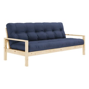 Knob Futon Sofa, Navy/Pine, W 205 cm