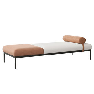 Bon-daybed, Master-nahka ruskea / Orsetto-kangas valkoinen Bon-daybed, Master-nahka ruskea / Orsetto-kangas valkoinen