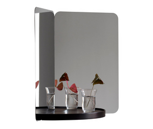 124° Mirror, H 28 cm, Dark Ash Shelf