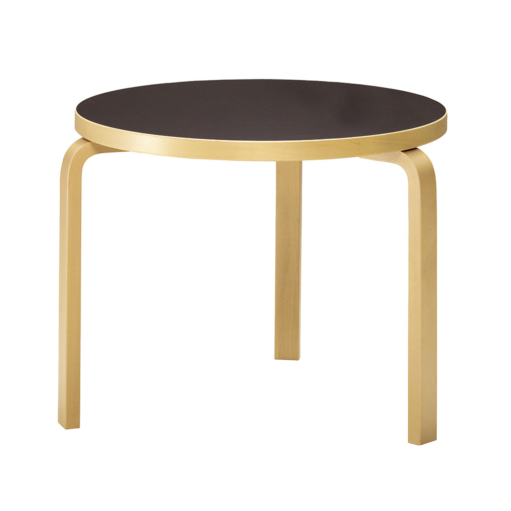 Artek Pöytä 90B koivu/musta, ø 75 cm