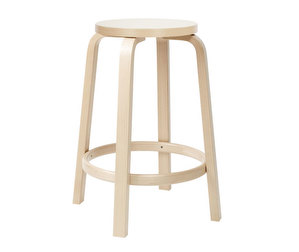 Bar Stool 64, Birch/White Laminate, H 65 cm