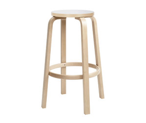 Bar Stool 64, Birch/White Laminate, H 75 cm