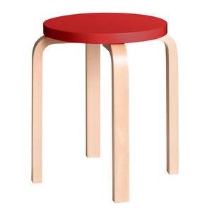 Stool E60, Birch/Red, Assembled