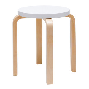 Stool E60, Birch/White, Assembled