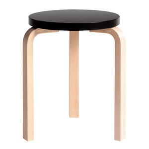 Stool 60, Birch/Black, Assembled