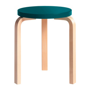 Stool 60, Birch/Petrol, Assembled