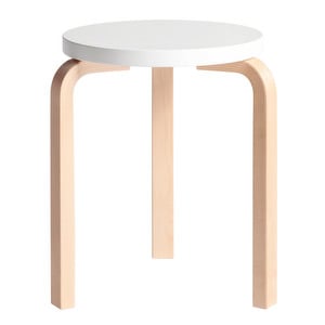 Stool 60, Birch/White, Assembled